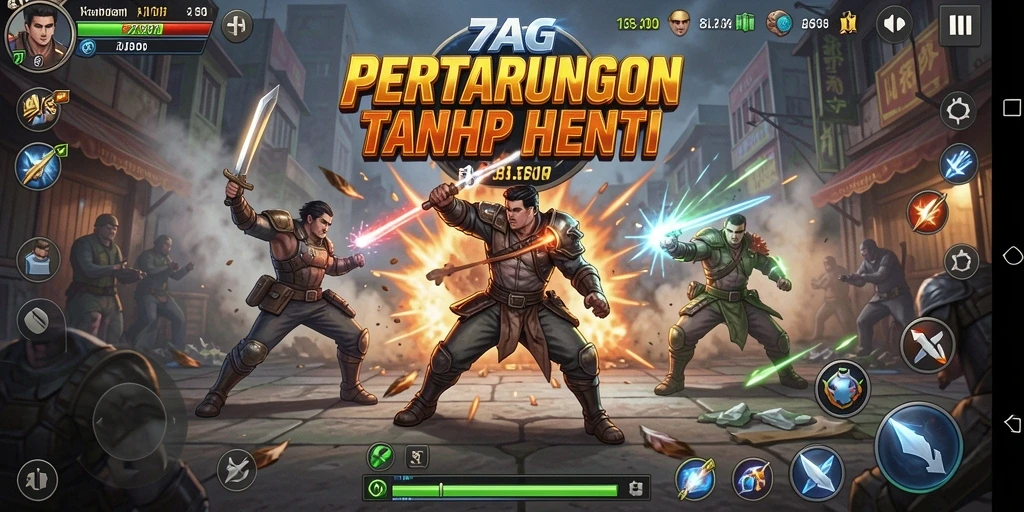Gameplay intens di 77AG dengan karakter Fighting unik.