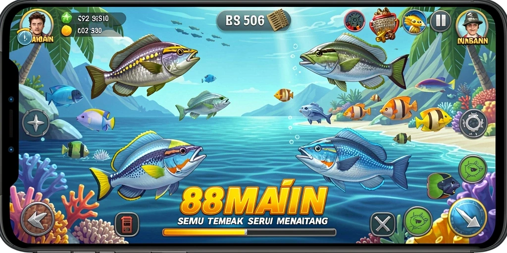Tampilan gameplay seru tembak ikan di 88MAIN.