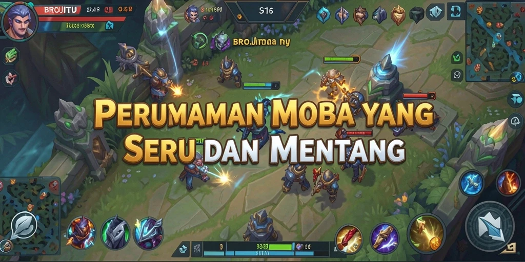 Tampilan aksi seru dalam permainan MOBA BROJITU.