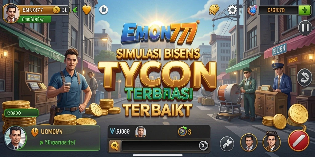 Screenshot gameplay EMON77 menampilkan keseruan dalam membangun bisnis Tycoon.
