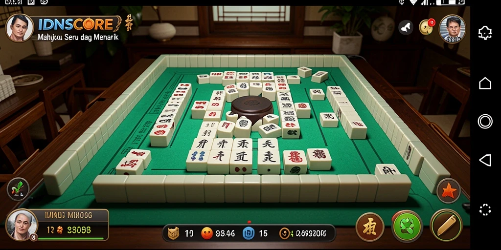 Tampilan menarik dari gameplay IDNSCORE yang menampilkan ubin Mahjong.