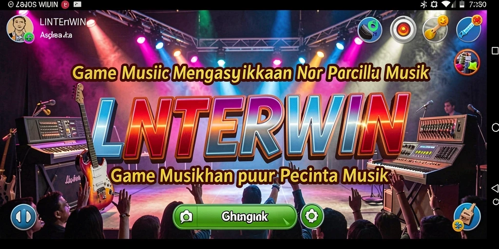 Tampilan gameplay LNTERWIN dengan interaksi musik yang mendebarkan.