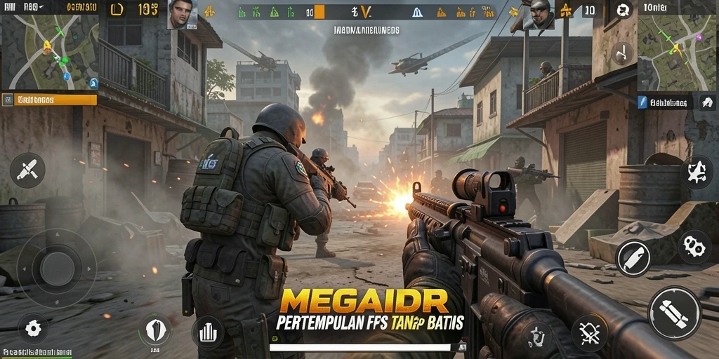 Tangkapan layar aksi intens dalam gameplay MEGAIDR FPS.