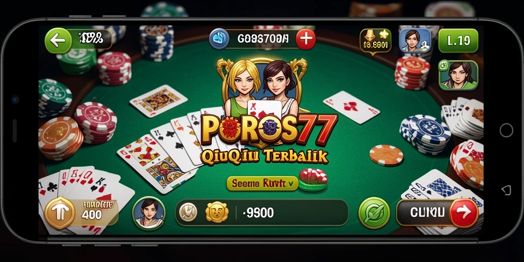 Tampilan layar permainan QiuQiu di POROS77 yang mengasyikkan.