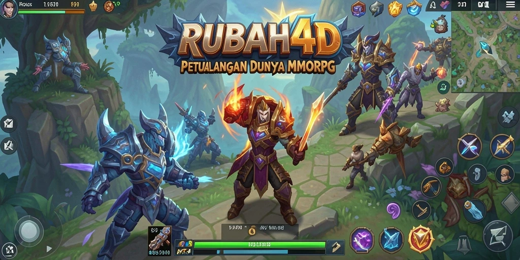 Screenshot utama RUBAH4D menampilkan aksi pertempuran seru di dunia MMORPG.