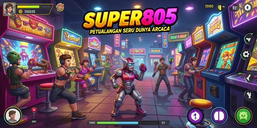 Tangkapan layar utama SUPER805 menampilkan aksi gameplay Arcade yang seru.