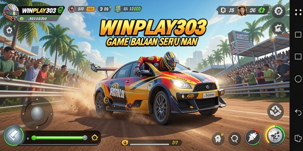 Screenshot utama WINPLAY303 menampilkan aksi balapan yang mendebarkan.