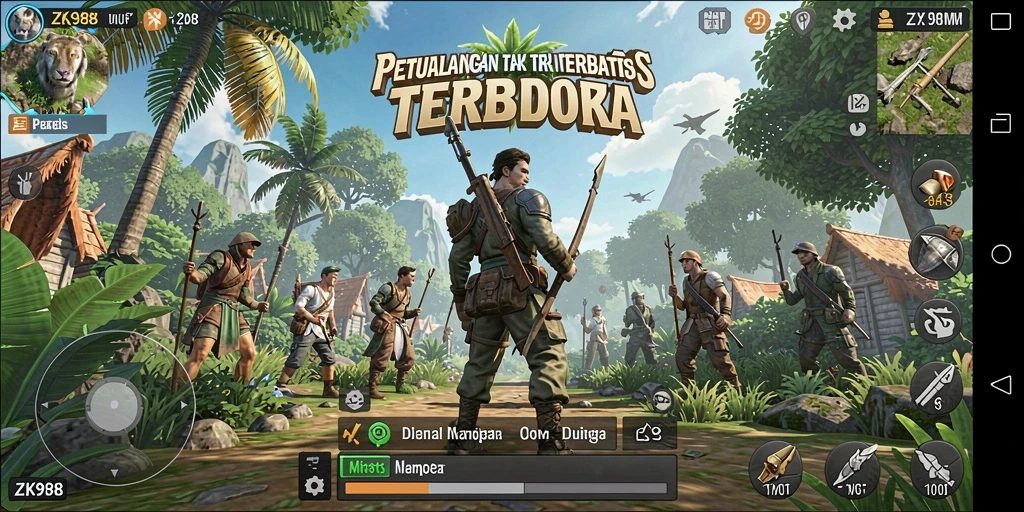 Tangkapan layar gameplay ZK988 yang menampilkan petualangan Open World.